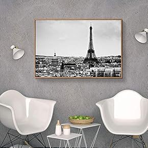 Floating Framed Canvas Wall Art for Living Room, Bedroom Black and White Building Canvas Prints for Home Decoration Ready to Hang - 16x24 inches