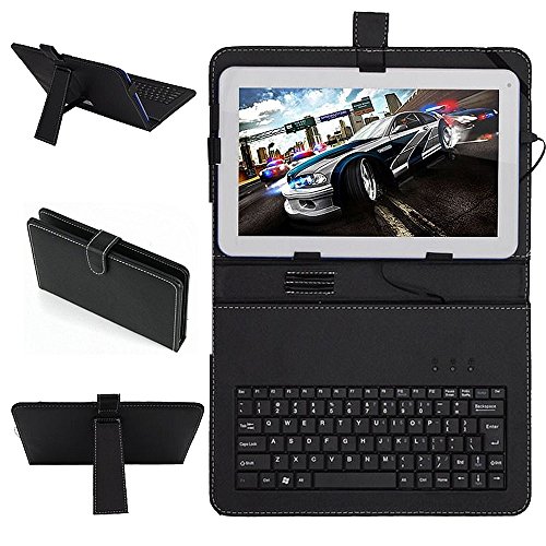 SQdealÂ® PU synthetic Leather Stand black keyboard Case Cover For 10 inch Visual Land Prestige tablet