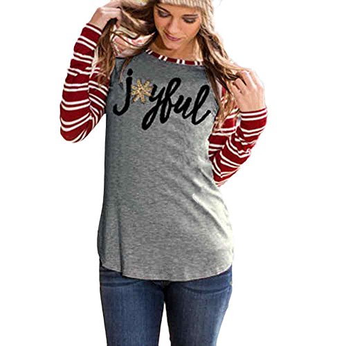 WILLTOO Women Long Sleeve Striped Joyful Shirt (L)