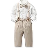 CORATED Toddler Dress Suits Baby Boys Clothes Sets Bowtie Shirts Suspenders Pants 4pcs Gentleman Outfits Suit 6 Month 6 Years