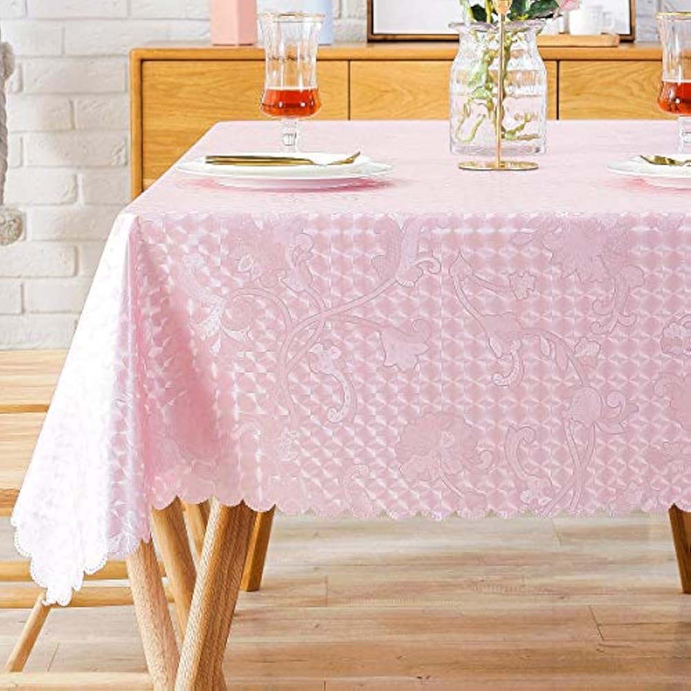 Round Tablecloths Vinyl Oilcloth Waterproof PVC Plastic Wipeable Peva