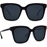 DIFF Bella Designer Oversized Square Sunglasses for Women | UV400 Polarized Protection | Black Frame