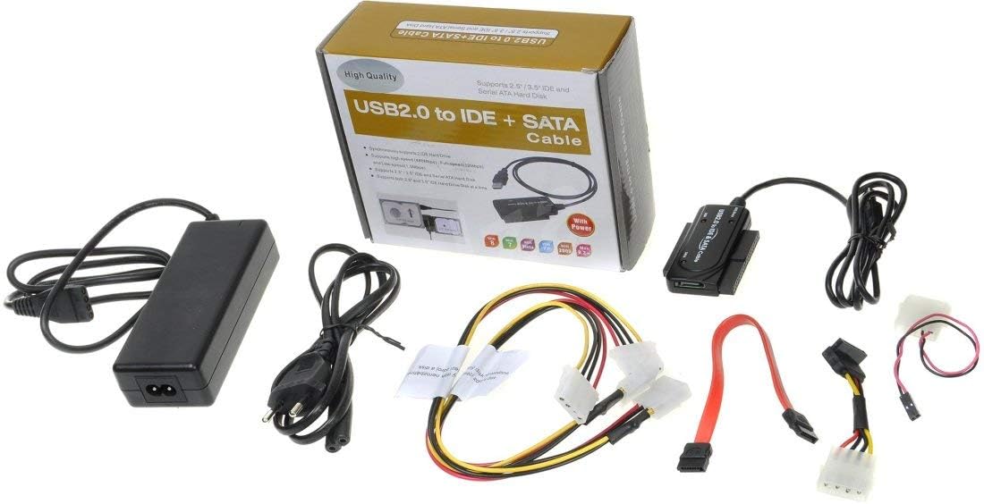 Premium Cord USB 2.0 - IDE + SATA Adapter with Cables and Power Supply