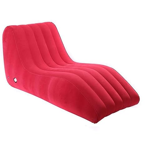 TFT Tragbares aufblasbares Sofa, Flocked S-förmiger Recliner, Aufblasbares lässiges Sofa (Farbe : Red)