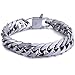 Trendsmax 15mm Silver Tone Rombo Double Curb Cuban Link Mens Chain 316L Stainless Steel Bracelet 8inch