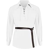 Bbalizko Mens Medieval Pirate Shirt Viking Renaissance Steampunk Lace Up Halloween Colonial Scottish Costume Tops
