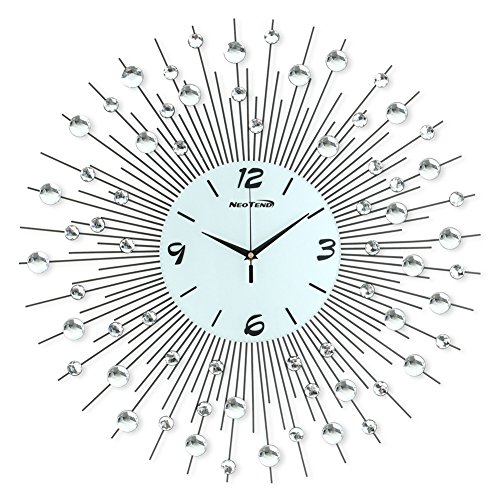 NEOTEND 3D Wall Clock 64pcs Diamonds Decorative Clock Diameter 25.6"