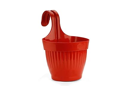 Gardens Need 100% Virgin Plastic Dzire Pot-07 Hanging Planter| Set of 5 Planter, (11.5cm x 18cm x 26.5cm, Red)