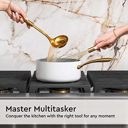 Black and Gold Kitchen Utensils with Gold Utensil Holder 17PC Gold