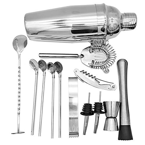 Keifen Cocktail Shaker 14 Stück Bar Cocktail Set Boston Shaker Drink Making Kit Edelstahl Mixer Making Geschenk – Bild 5