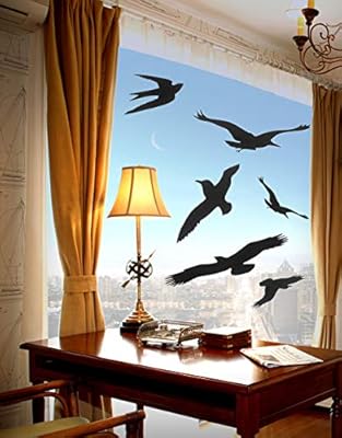Window Alert Bird Stickers Silhouettes Glass Door Protection Save Birds, black - by FMJI
