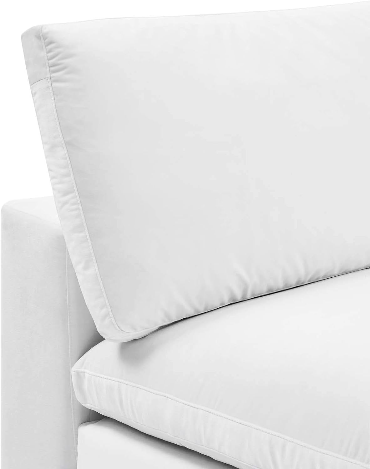 commix down filled overstuffed 4 piece sectional sofa set white on Furniture Modway Commix Down Filled Overstuffed Performance Velvet Sectional Sofa Armless Chair In White Living Room Furniture