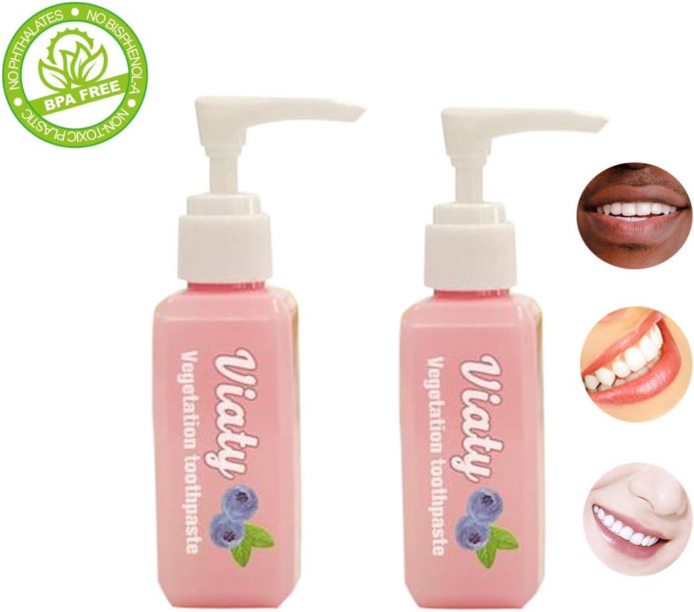 Toothpaste Strengthening Stain Removal Whitening Teeth,Fluoride-Free Stain Removal,Baking Soda Viaty dental cream,jujunshangmao Resistance Bleeding Gums Toothpaste,Rainbow Toothbrush (Pink-2pcs)
