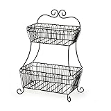 Gourmet Basics by Mikasa Countryside 2-Tier Flat-Back Metal Basket, Antique Black (Kitchen)