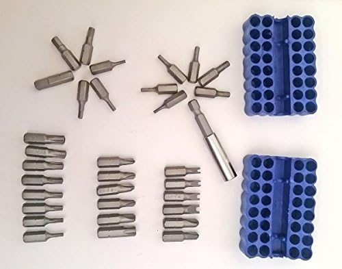 33 Piece Security Bit Set &amp; Magnetic Bit Holder, Torx, Hex, Tri-Wing, Spanner, Metric.