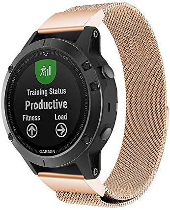 VICARA compatible Garmin Fenix 5/Garmin Instinct Watch Band,Stainless Steel Link Band Easy Fit Replacement Watch Strap for Garmin Fenix 5 watch/Garmin Instinct