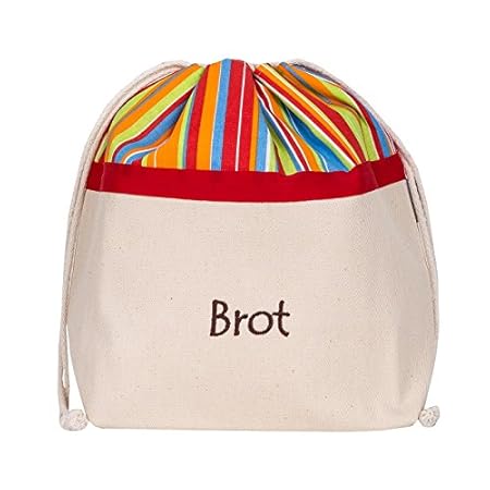 Brottasche aus Baumwolle, 3 in 1, fürs Frischhalten+Servieren+Einkaufen, atmungsaktiv und dekorativ, Modell Sonnig, 32 x 35 c