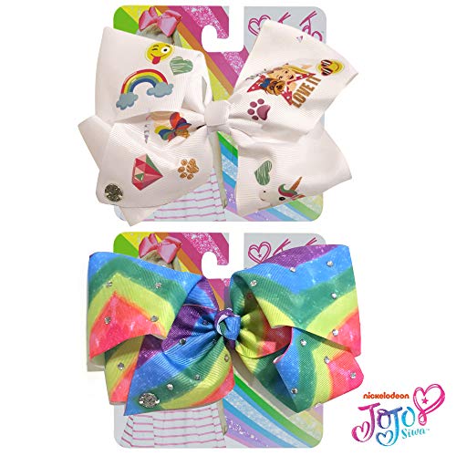 Jojo Siwa Bow for Girls Bundle, 2 Bows and 3 Pack Bracelet - Black Bow with Emoji Faces and Pink with Stars Hair Bow - Thumbnail 6
