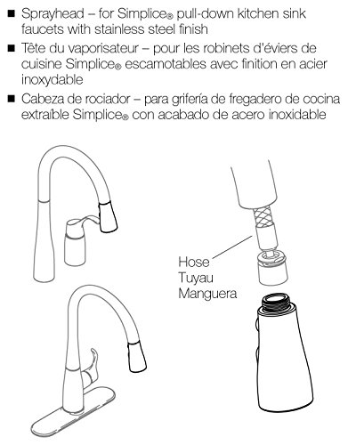 KOHLER GENUINE PART GP1043211-VS PULLDOWN SPRAYHEAD FOR KOHLER SIMPLICE FAUCET - Buy Online in ...