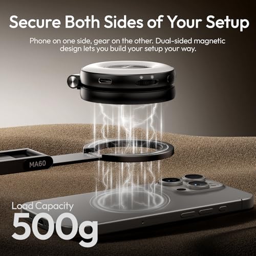 ULANZI MA60 Magnetisches Handy-Stativ für iPhone, Aluminium Mini-Stativ Faltbar, Taschen-Handy-Ständer, Doppelseitiger Magnet, Selfie Stick, Tripod für iPhone iPhone 16, 15, 14, 13, 12 Serie Magsafe