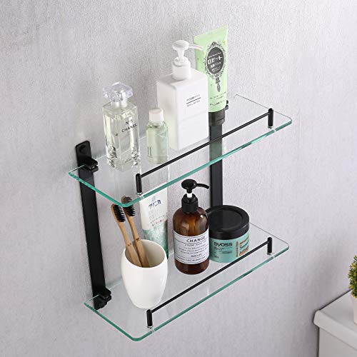KES Bathroom Shelf 2 Tier Tempered Glass Shower Shelf Storage Organizer