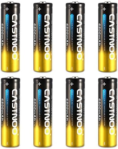 Castnoo 8PCS 3.7V 6800mAh 18650 Battery Rechargeable Batteries for LED Flashlight(Not AA NOT Flat Top)