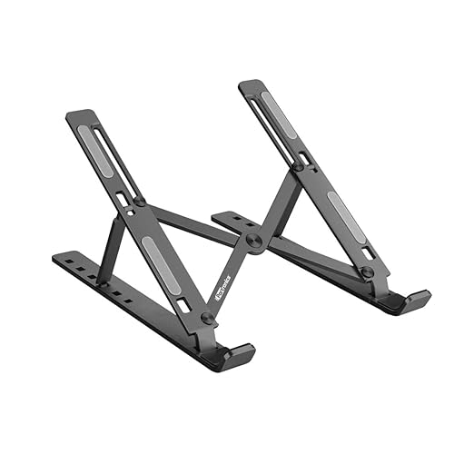 Portronics My Buddy K, a Foldable Height Adjustable Metal Frame Laptop Stand,