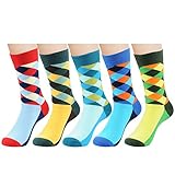 Deer Mum Men's Fashionable Colorful Soft Cotton Socks (5 Pack) (set 15)