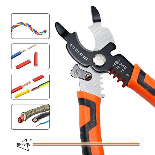 Jinfeng 8 inch Wire Stripper and Wire Cutters,Cable Cutter Multi-function Hand Tool - Thumbnail 3