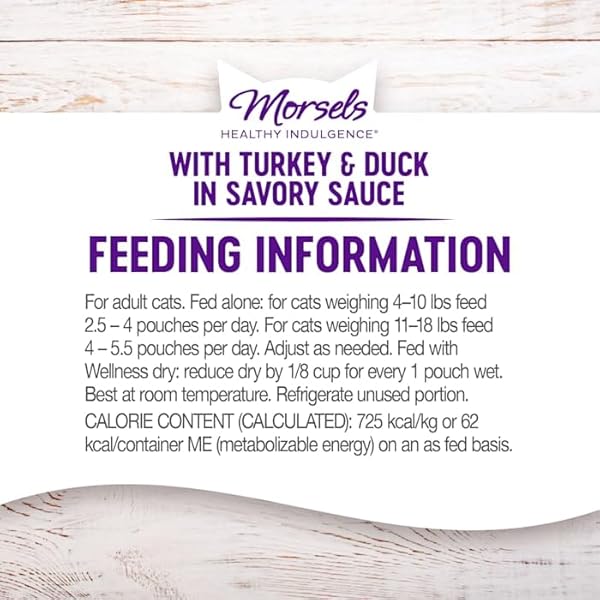 WELLNESS HEALTHY INDULGENCE NATURAL GRAIN FREE MORSELS WITH TURKEY & DUCK IN SAVORY SAUCE WET CAT FOOD, 3 OZ., CASE OF 12