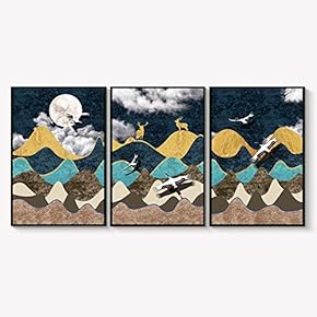 Framed Canvas Wall Art for Living Room, Bedroom Abstract Landscape Dream Place Canvas Prints for Home Decoration Ready to Hanging - 16"x24"x3 Panels