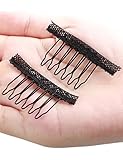 Fani 40 Pcs Stainless Steel Lace Wrapped Wig Combs for Wig Caps Glueless Wig Clips (Black)