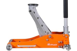 APlusLift AL350R 3 Ton Lower Profile Full Aluminum Racing Floor Jack with Dual Pistons Quick Lift Pump for Sport Utility Vehicle, Lifting Range 3-3/4"-19", Orange, Grey…