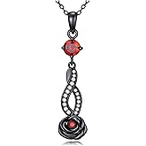 Cargari Black Rose Necklace 925 Sterling Silver Black Rose Nfinity Pendant Necklace Roses Jewelry Gift for Women