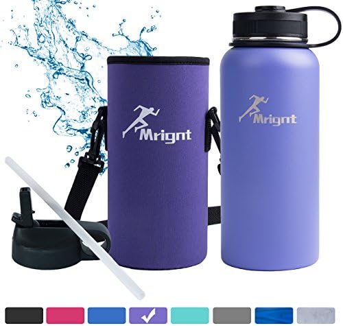 Stainless Steel Vacuum Insulated 40/32 OZ Sports Water Bottle|Best Water Bottle for Men&Women|BUY ONE GET THREE FREE GIFTS-A Straw Lid& A Bottle Pouch & A Bottle Brush-Purple 32