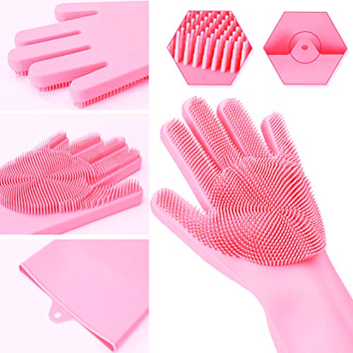 image for Letlar Magic Saksak Silicone Cleaning Gloves Brush Scrubber, Reusable 