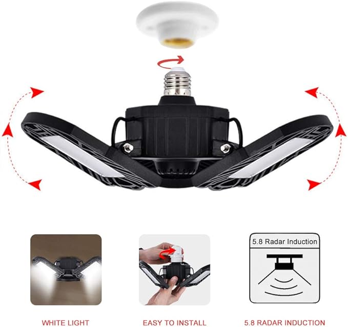 LED Garagenleuchte Verstellbare Werkstattlampen 60W bewegungsaktivierte