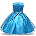 NNJXD Girl Flower Sequin Princess Tutu Tulle Baby Party Dress Size 5-6 Years Blue, 160
