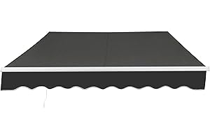 ALEKO 10x8 ft Electric Retractable Patio Awning, Remote Control Motorized & Manual Crank, Outdoor Shade Canopy with UV-Resistant Fabric - White Frame, Black