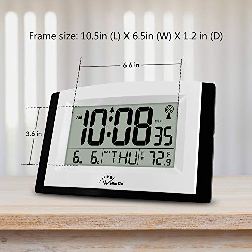 WallarGe Digital Wall Clock,Battery Operated,SelfSetting Desk Clock