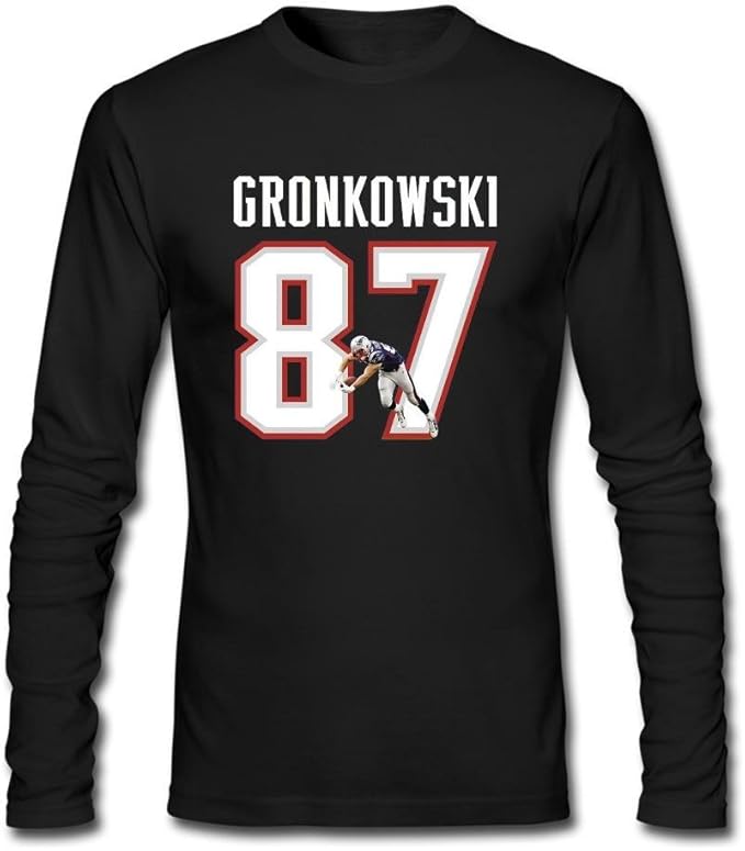 Amazon.com: Wanon Men's Design No.87 Rob Gronkowski Cotton Long Sleeve T-shirt Black XXXL: Clothing