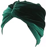 Fxhixiy Women's Stretch Velvet Twist Pleasted Hair Wrap Turban Hat Cancer Chemo Beanie Cap Headwear