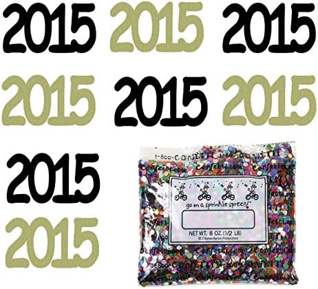 Confetti Year 2015 Black, Gold Combo - Half Pound Bag (8 oz) FREE SHIPPING --- (7610/7612)