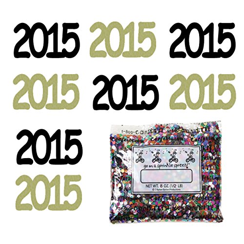 Confetti Year 2015 Black, Gold Combo - Half Pound Bag (8 oz) FREE SHIPPING --- (7610/7612)