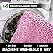 LuxUrux Pink Bathroom Rugs Luxury Chenille 2-Piece Bath Mat Set, Soft Plush Anti-Slip Bath Rug +Toilet Mat.1'' Microfiber Shaggy Carpet, Super Absorbent