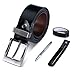 Men's Leather Belt Sliding Buckle Belt Reversible Black & Brown (43-44)