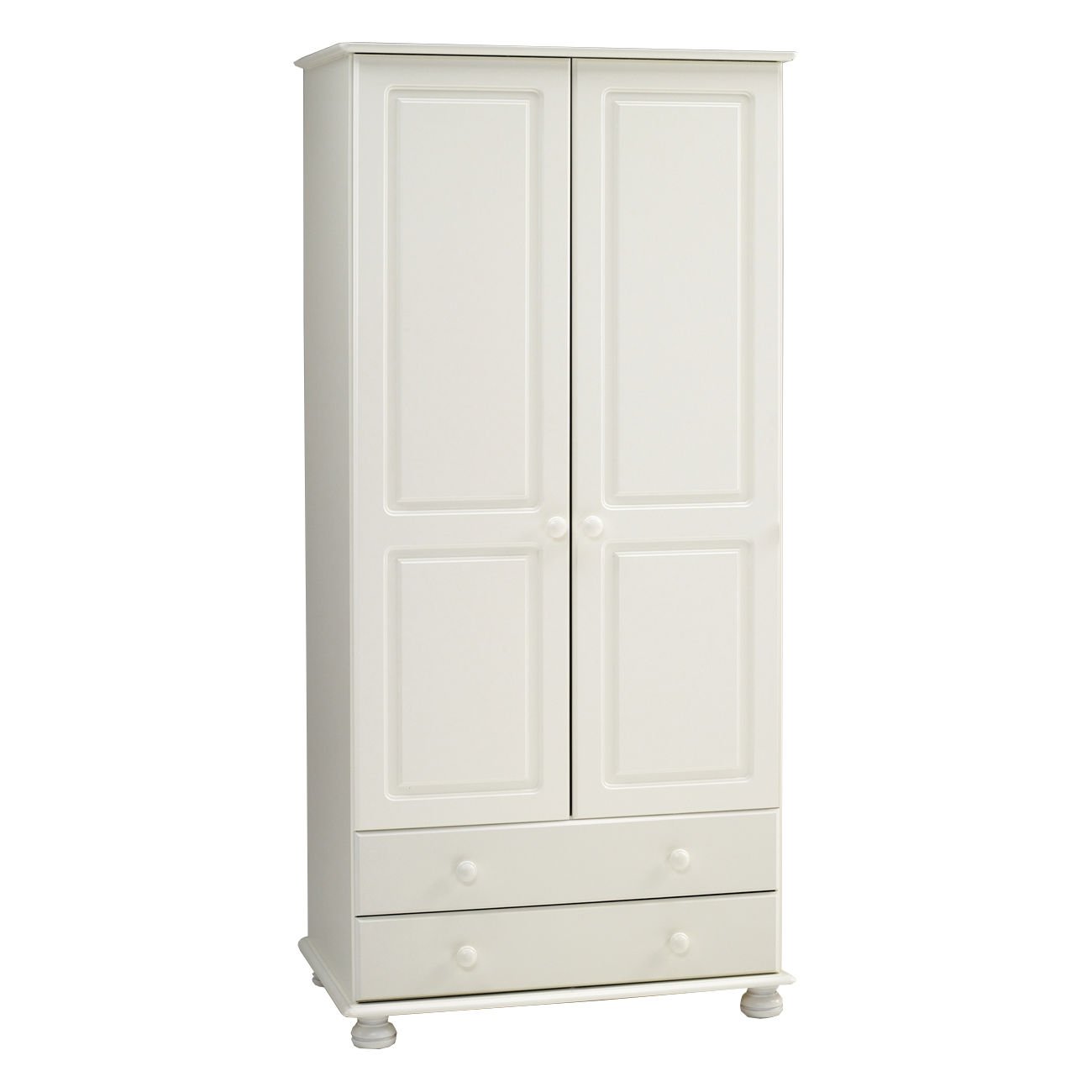 Steens Richmond White Solid Pine 2 Door 2 Drawer Wardrobe Pine Double Bedroom Wardrobe Bedroom Furniture