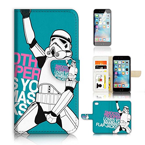( For iPhone 6 / iPhone 6S ) Flip Wallet Case Cover & Screen Protector Bundle! A20177 Storm Trooper Starwars