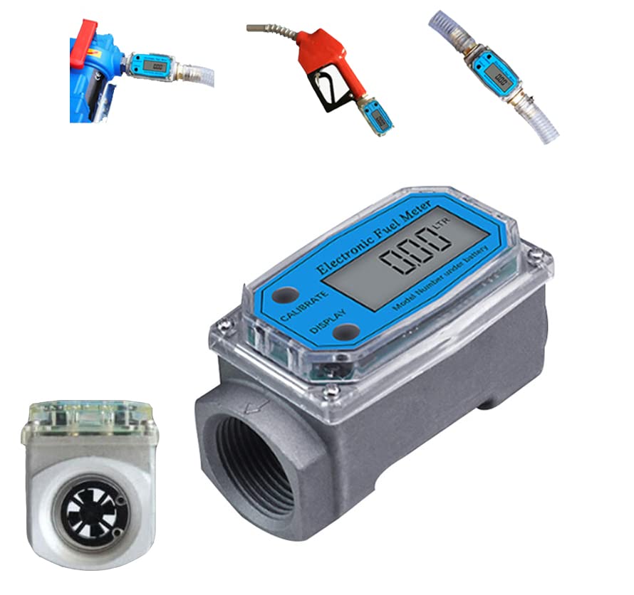 Turbine Flow Meter, 1" Flow Water Meter 9L/min-100L/min NPT Digital Fuel Meter Water Flow Meter Diesel Oil Fuel Flow Meter, Fuel Flow Meter For Diesel, kerosene, gasoline, formaldehyde
