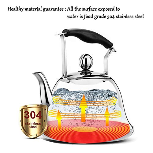 Whistling Tea Kettle Stainless Steel Stovetop Teakettle Sturdy Teapot for Tea Coffee Fast Boiling with Infuser Color silver Mirror Finish 2 Liter / 2.1 Quart (Silver) - Thumbnail 4